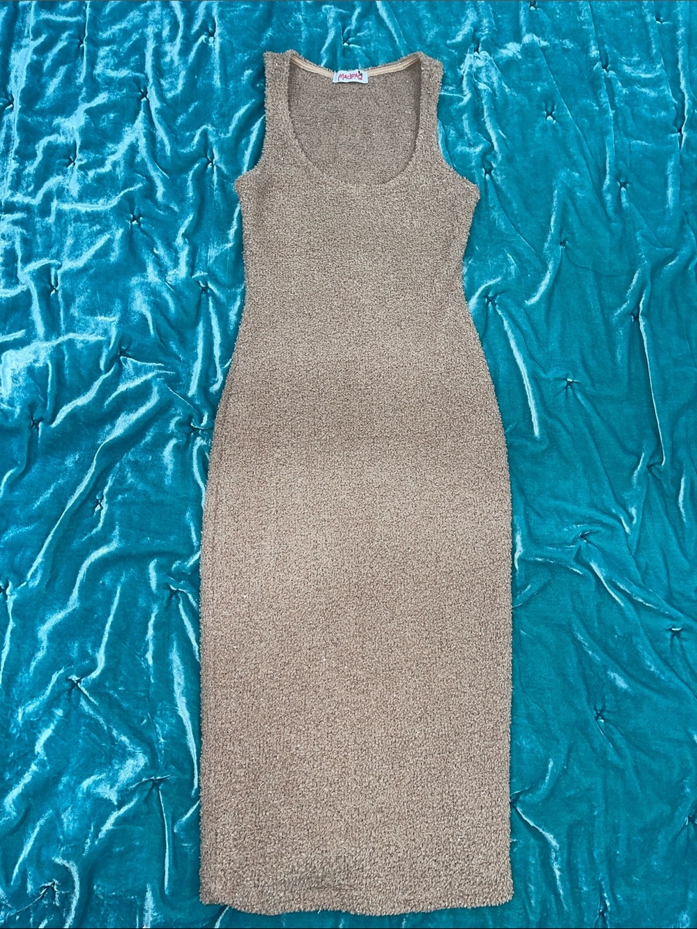 Sleeveless Knit Midi Dress in Taupe by Mademoiselle